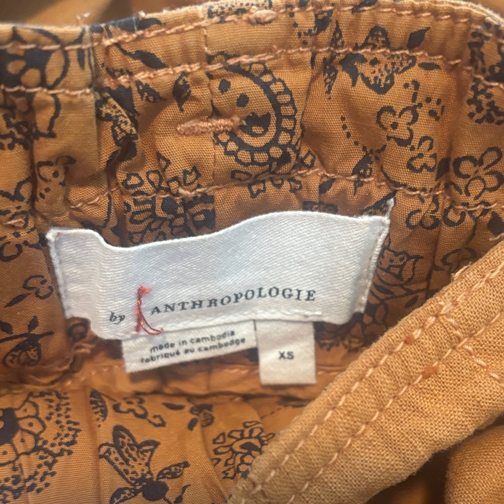 Anthropologie Cropped Paperbag Waist Pants in Rust Brown - Picture 6 of 6